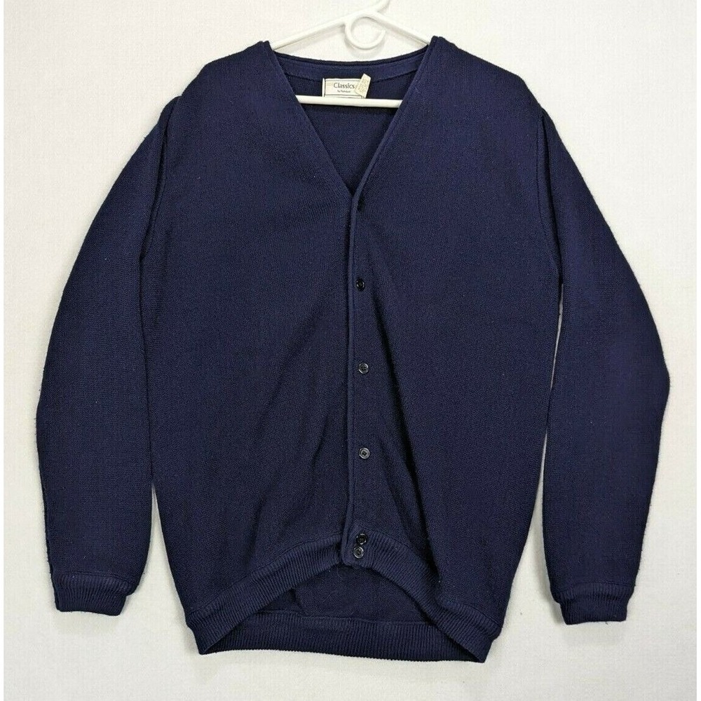 Classics By‎ Palmland Mens Sweater Cardigan Size Medium Acrylic Blue